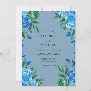 Invitation Mariage Botanique Vivid Bleu de Cobalt