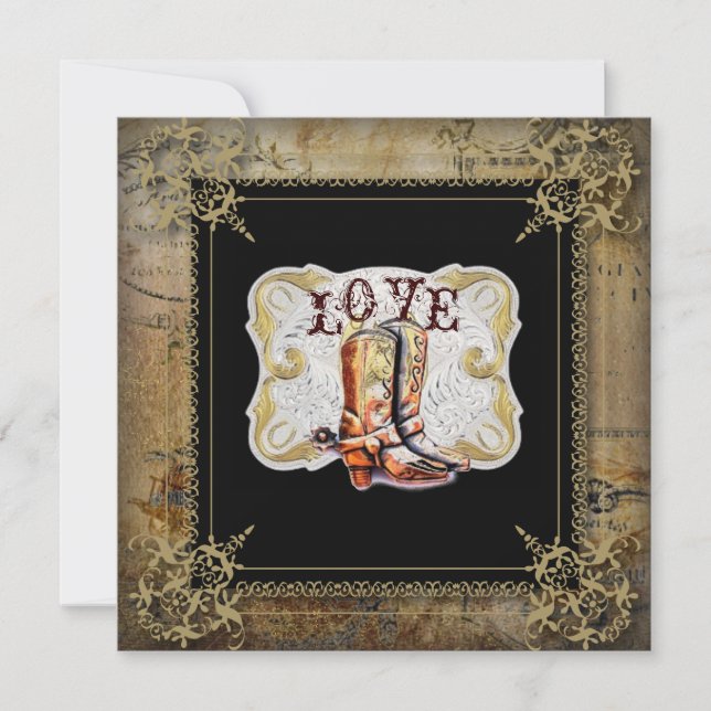 Invitation mariage bottes de cowboy western (Devant)