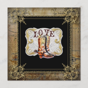 Invitation mariage bottes de cowboy western