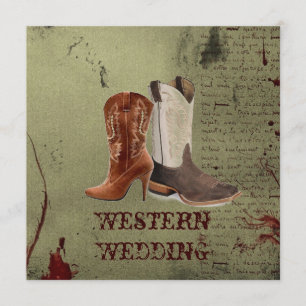 Invitation mariage bottes de cowboy western