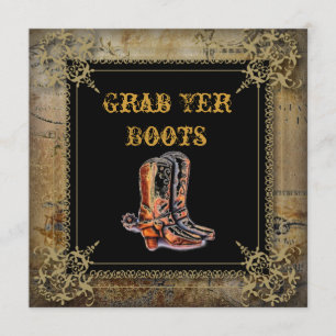 Invitation mariage bottes de cowboy western