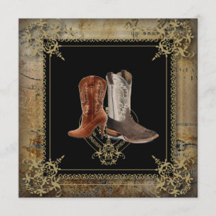 Invitation mariage bottes de cowboy western