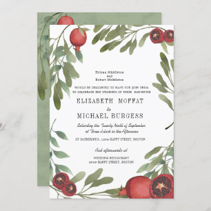 Invitation Mariage Bourgogne Botanique Marbre Boho Vert