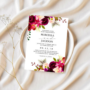 Invitation Mariage Bourgogne et Blush