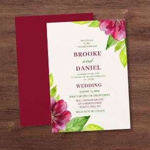 Invitation Mariage Bourguignon Fleur ouverte Feuille de Lime