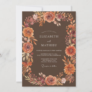 Invitation Mariage Bourguignon Floral Embrassant