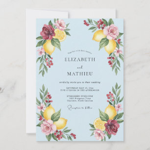 Invitation Mariage Bourguignon Jaune Citron Poussiéreux Eucal