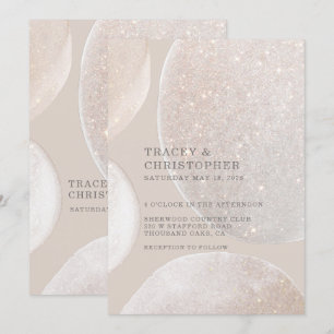 Invitation Mariage brillant brillant blanc façonné doré