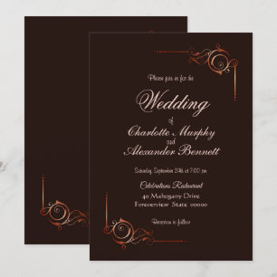 Invitation Mariage Brown au chocolat simple
