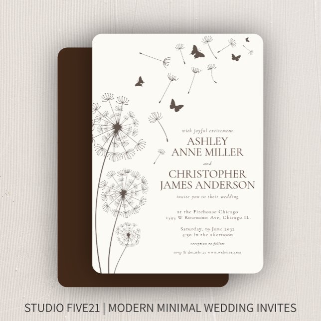 Invitation Mariage Brown de pissonnet en noyer simple (Créateur téléchargé)