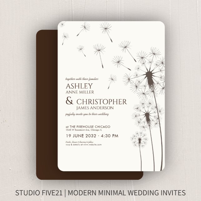 Invitation Mariage Brown de pissonnet en noyer simple (Créateur téléchargé)