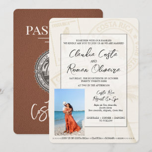 Invitation Mariage Brown du passeport du Costa Rica