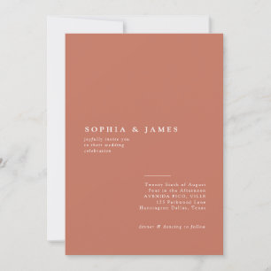 Invitation Mariage Brown en terre cuite minimaliste classique