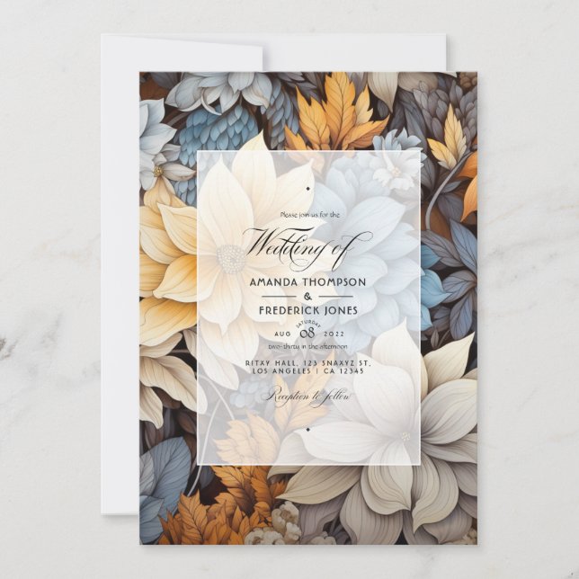 Invitation Mariage Brown et gris (Devant)