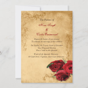 Invitation Mariage Brown et Rose Caramel Vintage