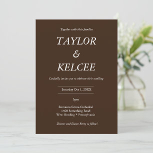 Invitation Mariage Brown foncé et personnalisable