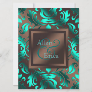 Invitation Mariage Brown Turquoise bleu et chocolat