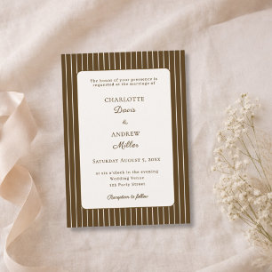 Invitation Mariage Brun Ivoire Pinstripé Mocha