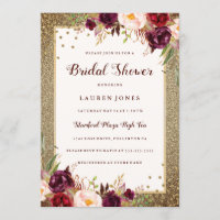 Mariage Burgundy floral Sparkle Gold