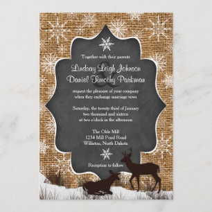 Invitation Mariage Burlap Cerf Les flocons de neige T
