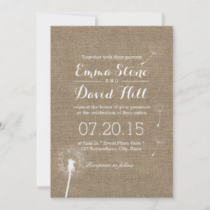 Invitation Mariage Burlap Dandelion Classé
