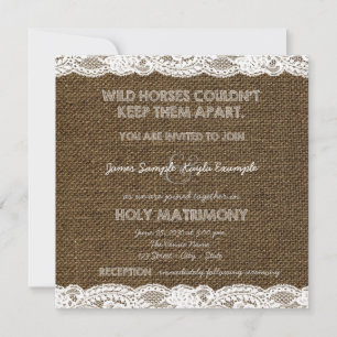Invitation Mariage Burlap et White Lace