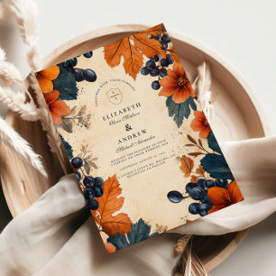 Invitation Mariage Burning Orange & Navy Berries