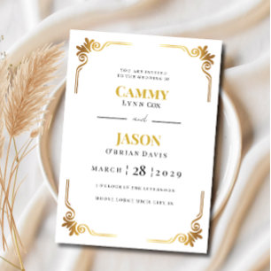 Invitation Mariage Cadre de Coin à Défilement Or