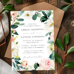 Invitation Mariage Cadre Floral Fardé