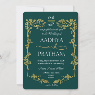 Invitation Mariage Cadre Floral Or Luxe
