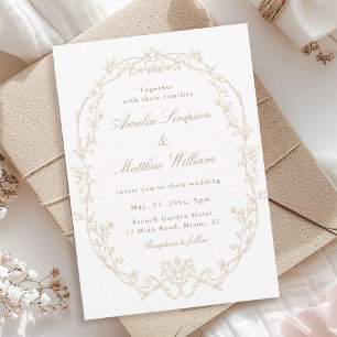 Invitation Mariage Cadre Floral Orné de Sable