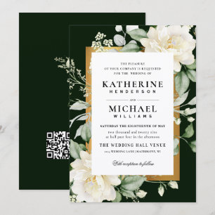 Invitation Mariage Cadre Vert Sauge Eucalyptus Rose Ivoire & 
