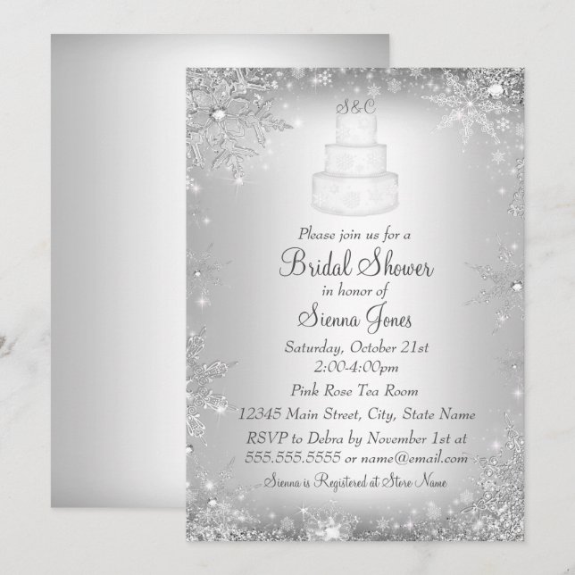 Invitation Mariage   Cake Silver Fête des mariées (Devant / Derrière)