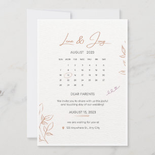 Invitation Mariage Calendrier Minimaliste Blanc Et Beige Invi