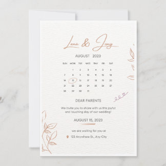 Invitation Mariage Calendrier Minimaliste Blanc Et Beige Invi