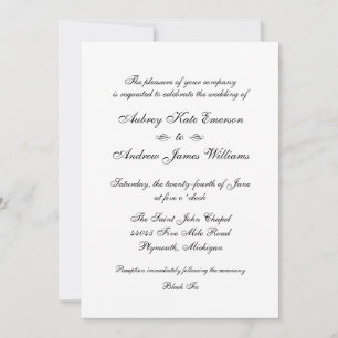Invitation Mariage Calligraphié Noir Classique