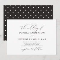 Mariage calligraphié noir et blanc. Points polka