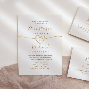 Invitation Mariage Calligraphie Or Délicat