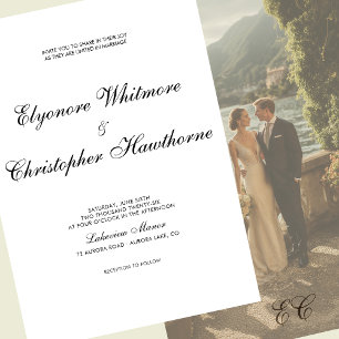 Invitation Mariage Calligraphique Classique Timeless Noir et 