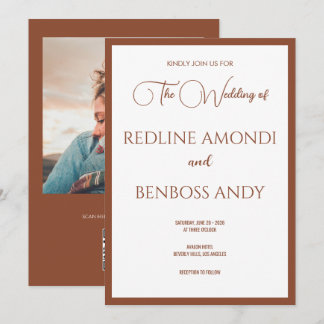 Invitation Mariage Calligraphique Moderne Minimaliste Cuivre 