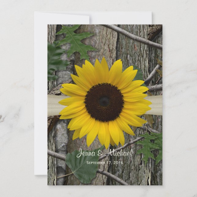 Invitation Mariage Camo Tournesol Woodland (Devant)
