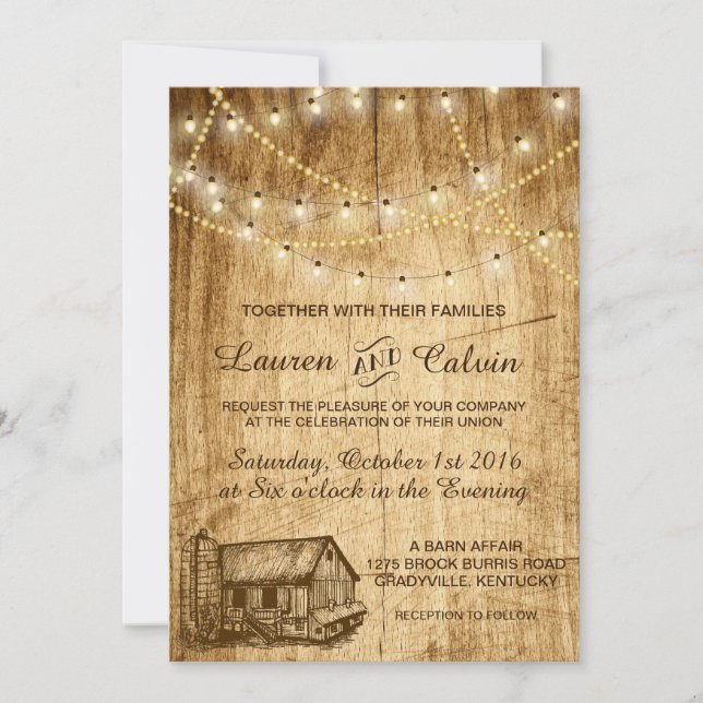Invitation mariage campagnard avec Grange et Silo (Devant)