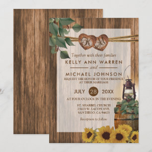 Invitation mariage campagnard avec tournesol