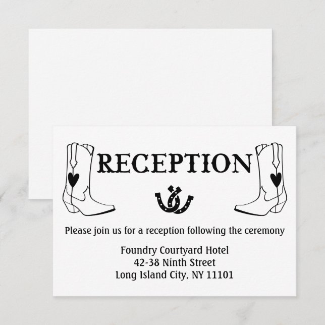 Invitation Mariage campagnard Boots Cowboy De La Réception Ou (Devant / Derrière)