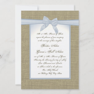 Invitation Mariage campagnard Burlap et Blue Bow