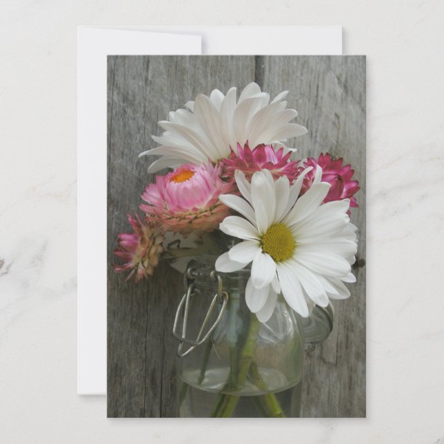 Invitation Mariage campagnard Daisées et fleurs de (Devant)