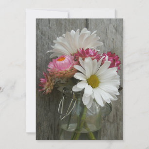 Invitation Mariage campagnard Daisées et fleurs de