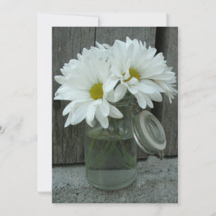 Invitation Mariage campagnard Daisers Mason Jar