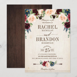 Invitation Mariage campagnard de Boho Rustique Floral de la m