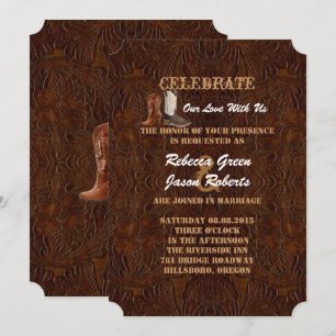 Invitation mariage campagnard de bottes de cowboy en cuir mar
